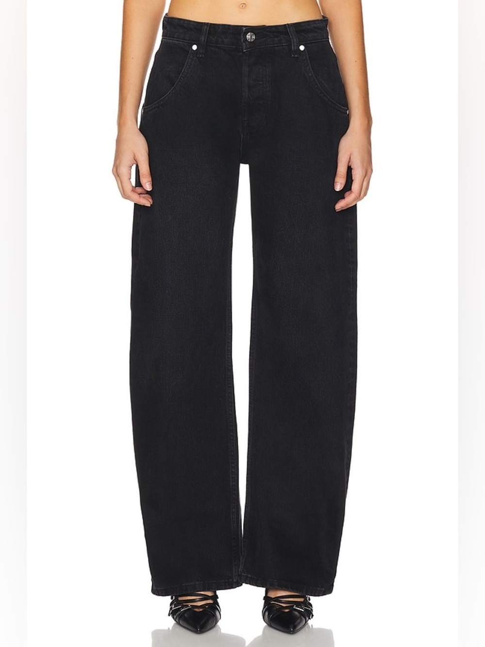 EB Denim Enzo Mid Rise Barrel Jeans in Magica Black